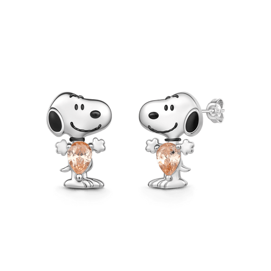 Gnoce Peanuts Snoopy Embraces Pear-Cut Stud Earrings_1