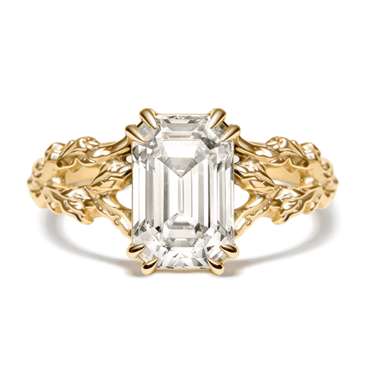 Gnoce Nature-Inspired Leaf  Emerald-Cut Engagement Ring_1