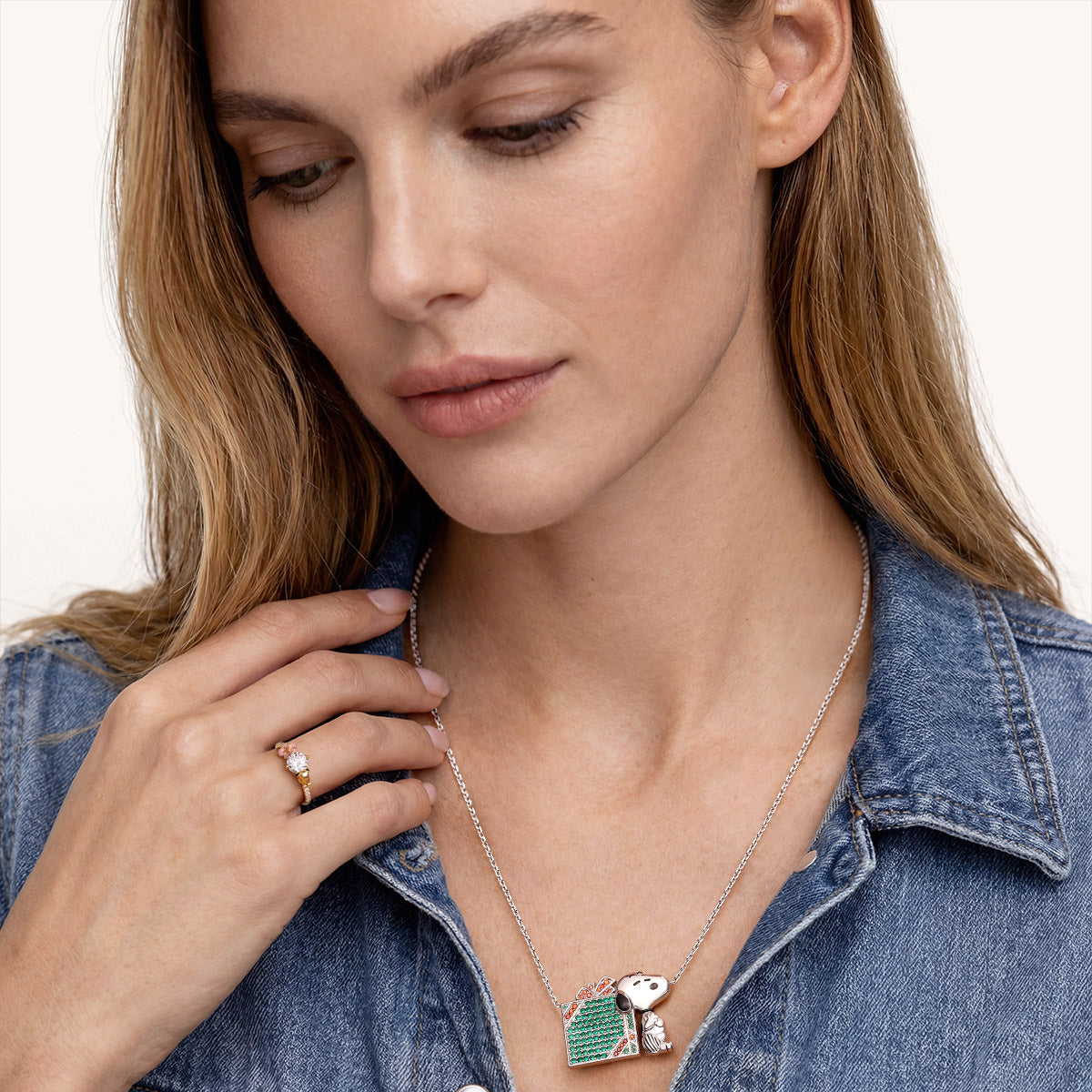 Gnoce Peanuts Snoopy Gift Box Personalized Memorial Photo Pendant Necklace_3