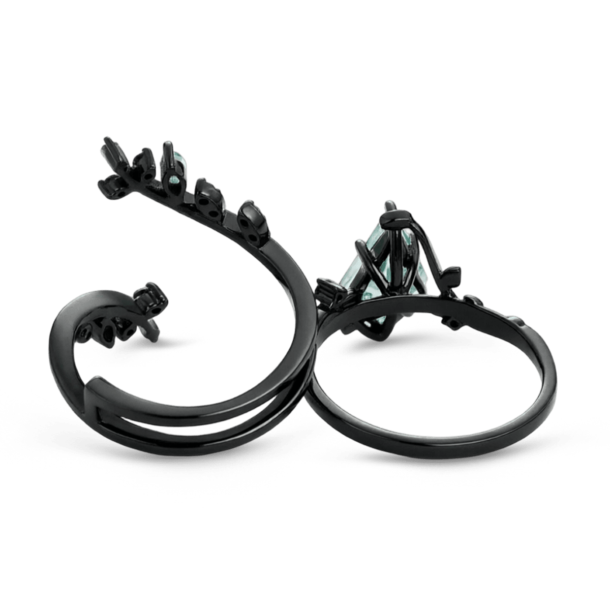 Gnoce Nature-Inspired Vine Moss Agate Kite-Cut Engagement Ring Set_4