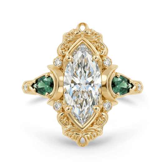 Gnoce Retro Style Moon Marquise-Cut Engagement Ring_1