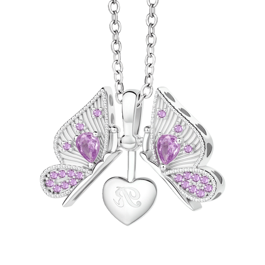 Gnoce Openable Butterfly Heart Engravable Pendant Dangle Charm_1