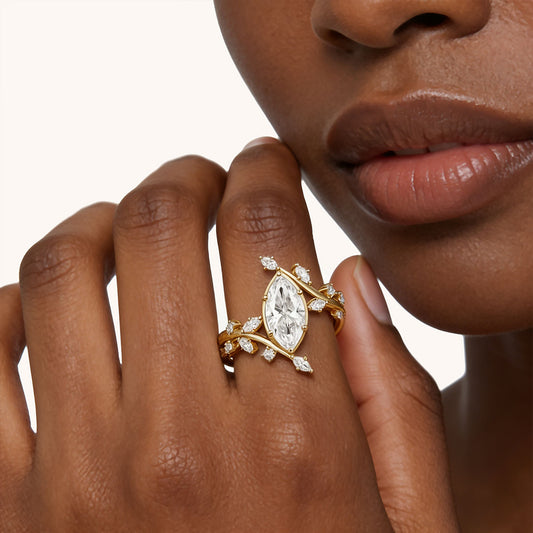 Gnoce Nature-Inspired Vine Marquise-Cut Engagement Ring_2