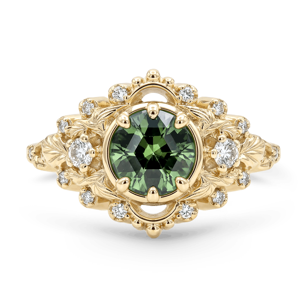 Gnoce Nature-Inspired Leaf Round-Cut Engagement Ring_1