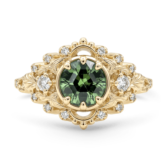 Gnoce Nature-Inspired Leaf Round-Cut Engagement Ring_1