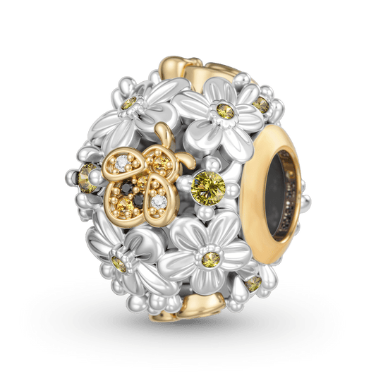 Gnoce Bee Flower Charm Platinum-plated Silver Blend_1