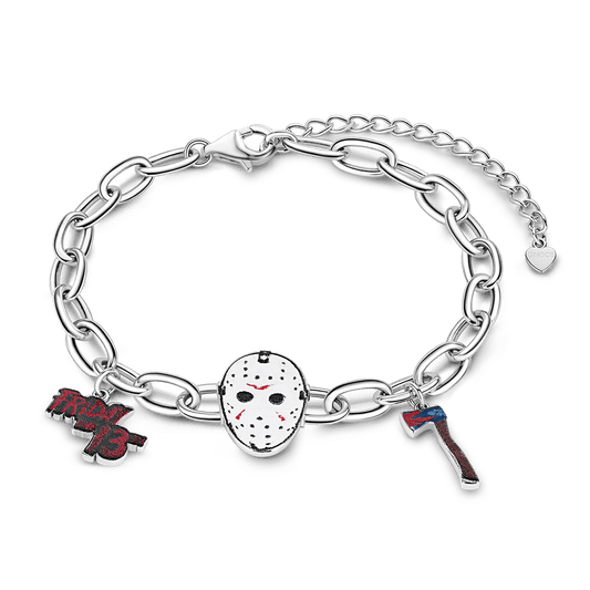 Gnoce Jason Mask, Axe & Logo Chain Bracelet Platinum-plated Silver Blend_1