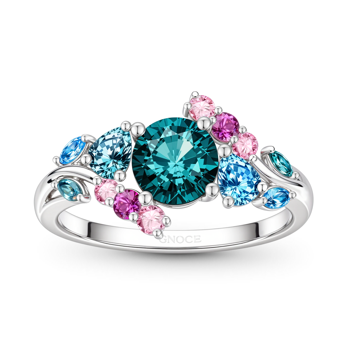 Gnoce Floral Cluster Round- Cut Engagement Ring_1