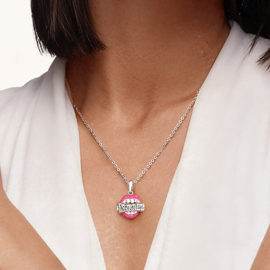 Gnoce No Broke Boys Mouth Pendant Necklace Platinum-plated Silver Blend_2