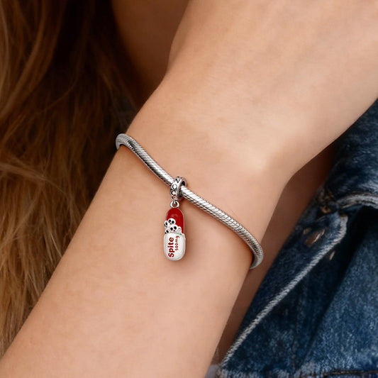 Gnoce Resentment Pill Engravable Charm Platinum-plated Silver Blend_3