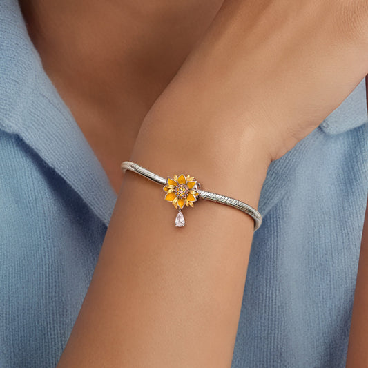 Gnoce Sunflower Charm Platinum-plated Silver Blend_3