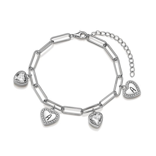 Gnoce Heart Engravable Chain Bracelet Platinum-plated Silver Blend_1