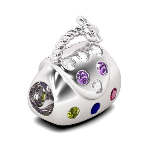 Gnoce "Just for You" Adorable Colorful Stones Bowknot Handbag 925 Sterling Silver Charm Hobby Theme Well Fit for Bracelet or Necklace_2