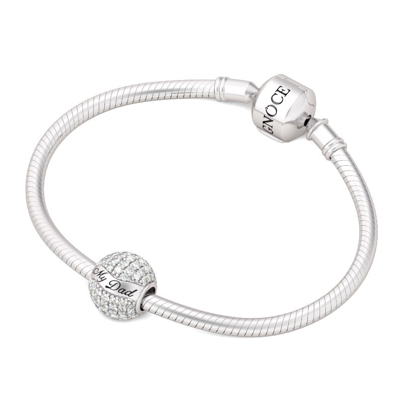 Gnoce “My Dad My Hero”925 Sterling Silver Paved Pure Crystal CZ Stones Charm Perfect Father's Day Gift_3