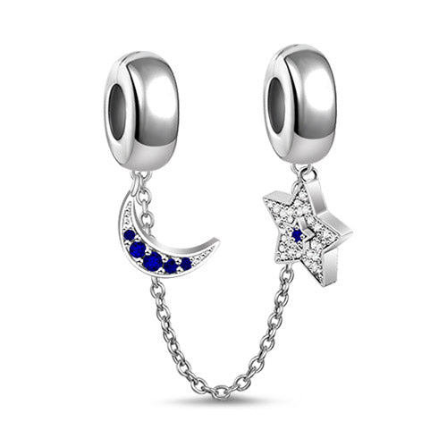 Gnoce "Harbor of Love"  Sparkling Moon and Star Starry Night Safety Chain_1