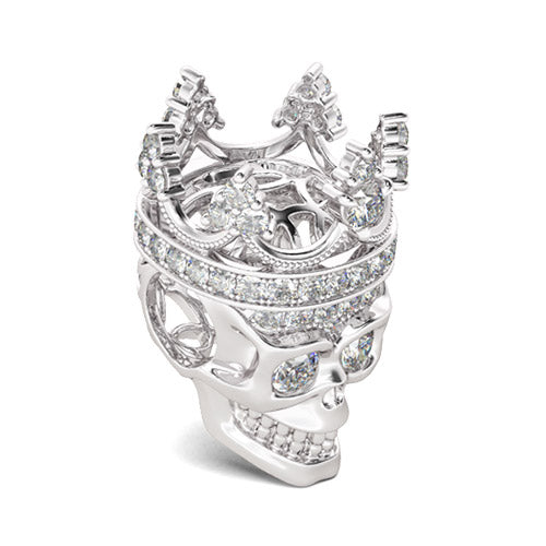 Gnoce "Love for My Queen" Delicate Crystal Skull Queen Bead Charm Sterling Silver, Best For Bracelet_2