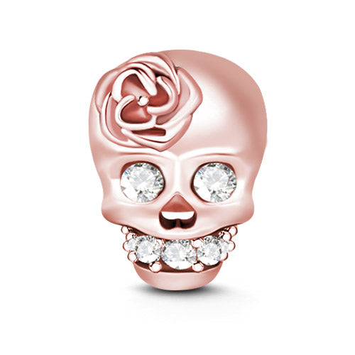 Gnoce "Crazy for You" Rose Gold Diamond Skull Charm - Fit for Pendant & Choker Necklace_1