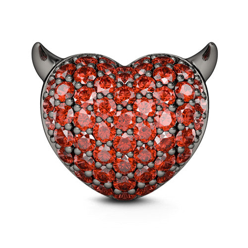 Gnoce "Devil with Kind  Heart "925 Sterling Silver Gorgeous CZ Dazzling  Garnet Stones Devil Lover Charm_1