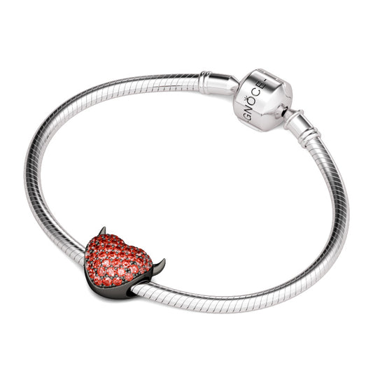 Gnoce "Devil with Kind  Heart "925 Sterling Silver Gorgeous CZ Dazzling  Garnet Stones Devil Lover Charm_3