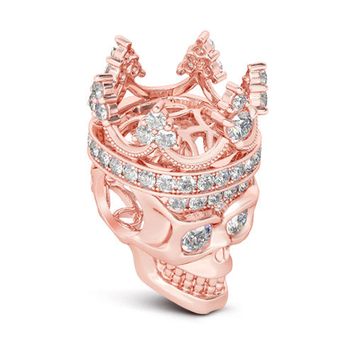 Gnoce "To Be Queen in Your World "With Studded Pure Stones,Looks Sparkling And Shining in Every Direction Rose Gold Skull Queen Charm_2