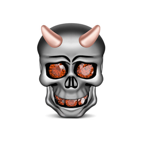 Gnoce "God of Mischief" Black Little Devil Skull 925 Sterling Silver Charm Bead_1