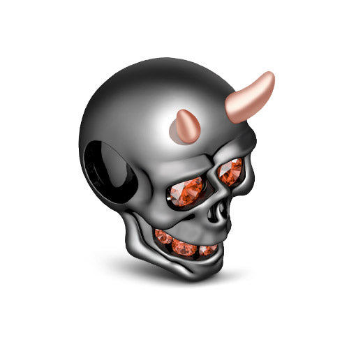 Gnoce "God of Mischief" Black Little Devil Skull 925 Sterling Silver Charm Bead_2