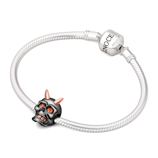 Gnoce "God of Mischief" Black Little Devil Skull 925 Sterling Silver Charm Bead_3