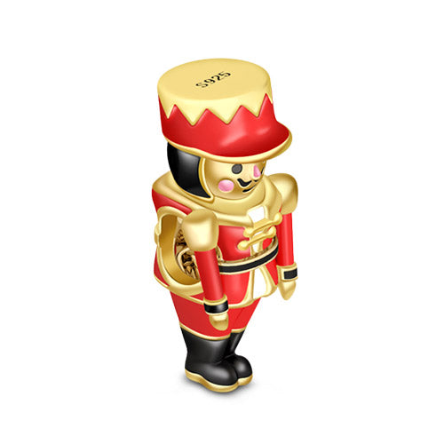 Gnoce "Christmas Gift" Special Yellow Gold Plated Festivity Decorative Nutcracker 925 Sterling Silver Charm Bead_2