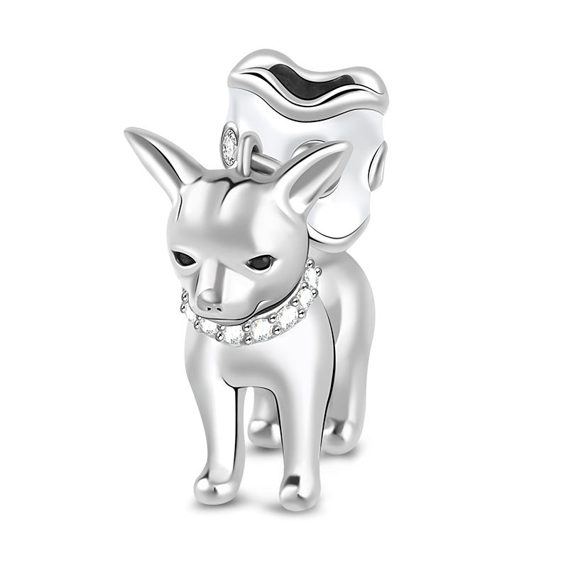 Gnoce "Love My Chihuahua" Puppy Charm Bead Sterling Silver For Dog Lovers_1