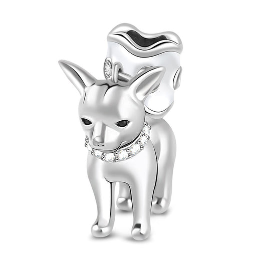 Gnoce "Love My Chihuahua" Puppy Charm Bead Sterling Silver For Dog Lovers_1