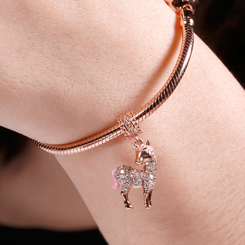 Gnoce "Divine Soul and Spirit" Unicorn Beads 925 Sterling Silver 18K Rose Gold Plated Charm Pendant fit for Bracelet/Necklace_3