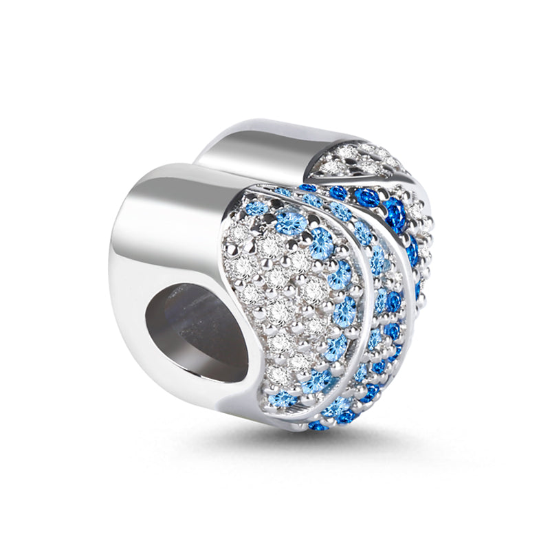 Gnoce "Blue Heart" Dazzling 925 Sterling Silver Photo Bead Charm with Clear CZ Stones Fit Pandora Bracelet_2