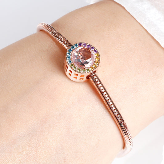 Gnoce "My Love Around You" S925 Sterling Silver 18k Rose Gold Plated Multicolor Czs Photo Beads Charms_3