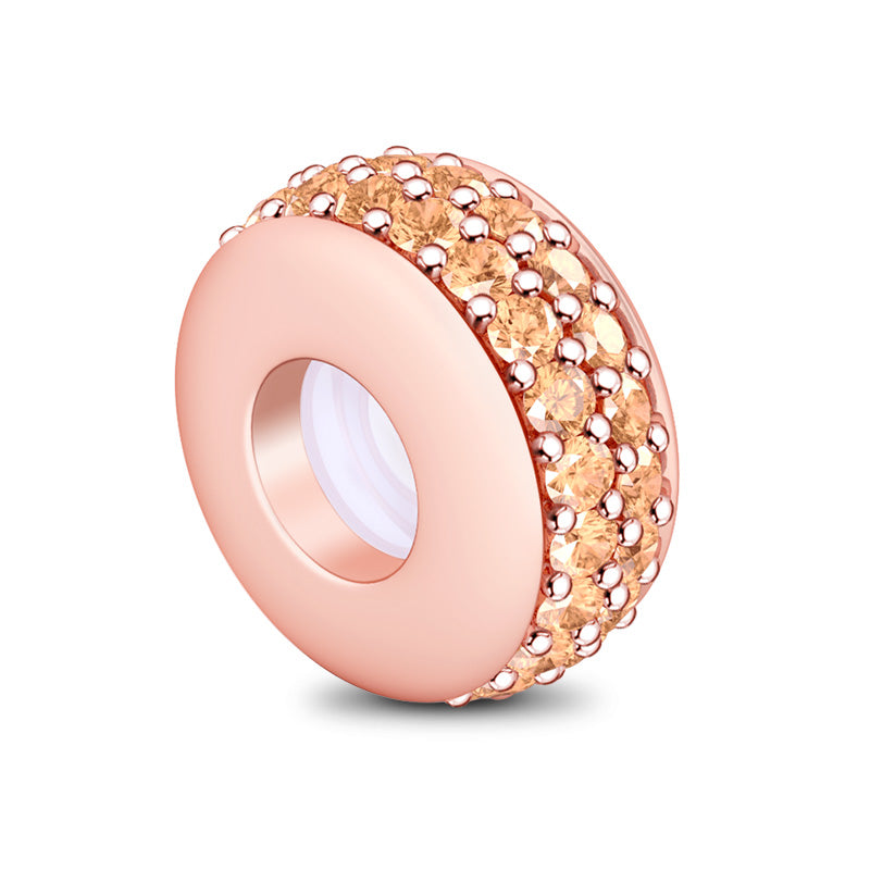 Gnoce "Shinning Love" Rose Gold With Champagne Stones Stopper Sterling silver - Fit for Bracelet_2