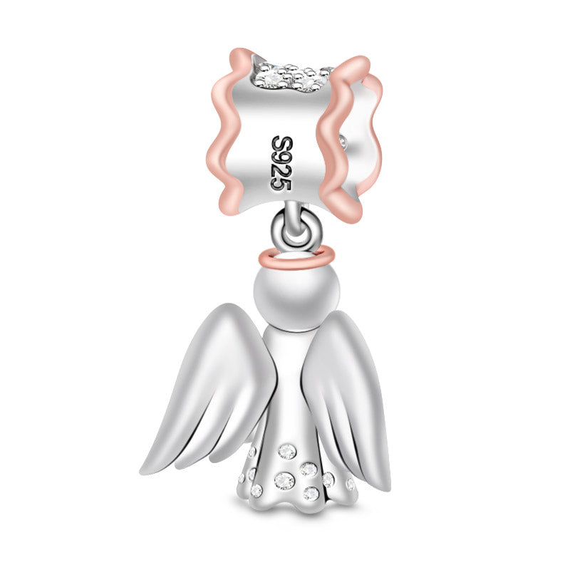 Gnoce "Angle of Love" 925 Sterling Silver Clear CZ Stones with Lovely Heart Angel Charm_2