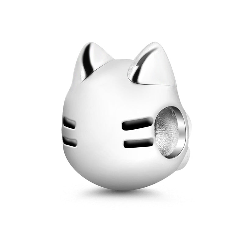 Gnoce "Meow, Play with Me" Cat Charm S925 Sterling Silver Bead Fit for Bracelet_2