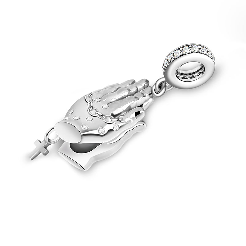Gnoce "Pray For You" 925 Sterling Silver Charm Pendant with Shining CZ For Your Family_2