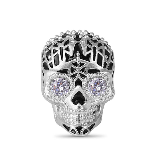 Punk Skull Charm Bead 925 Sterling Silver_1