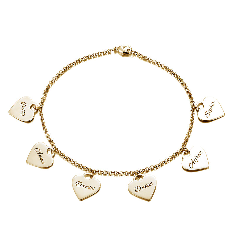 Gnoce "My Heart Beat For You" Personalized Heart Charm Engravable Bracelet For Mom_2