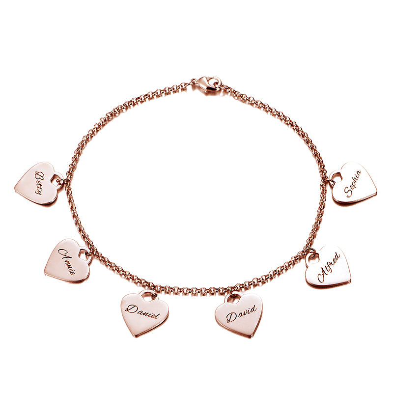 Gnoce "My Heart Beat For You" Personalized Heart Charm Engravable Bracelet For Mom_1