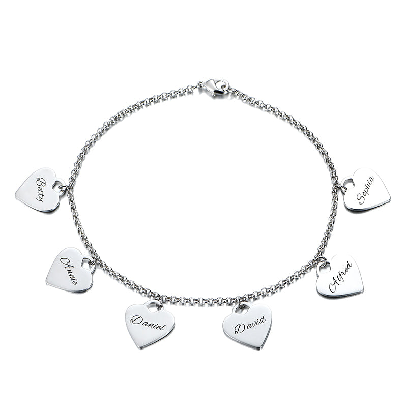 Gnoce "My Heart Beat For You" Personalized Heart Charm Engravable Bracelet For Mom_3
