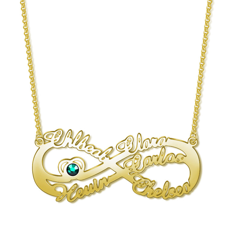Gnoce "Infinity Love" 18K Rose Gold Plated Personalized Infinity Necklace with Birthstone_2