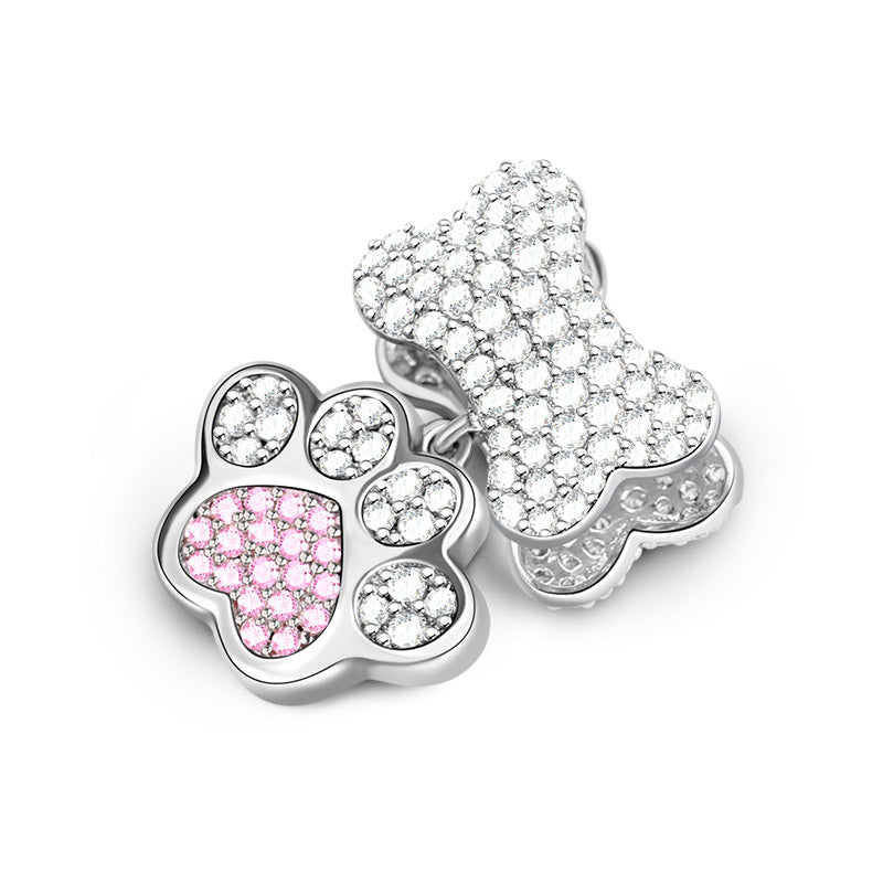 Gnoce "Always By My Side" Paw Print&Bone Charms Pendant for Necklace with Zircon Stone_2
