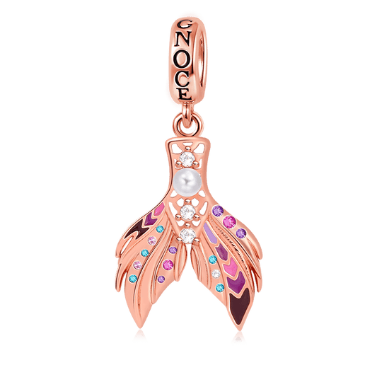 Mermaid Tail Pendant Dangle Charm Sterling Silver 18k Rose Gold Plated_1