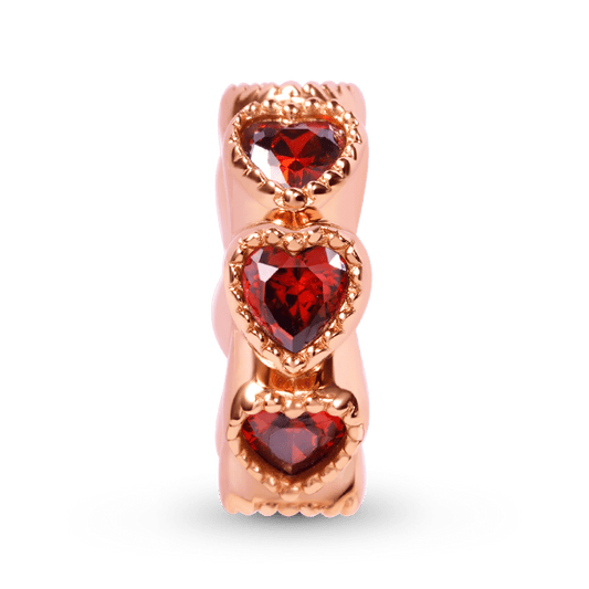 Ruby Heart to Heart Stopper for Charm Bracelet Sterling Silver 18K Rose Gold Plated_1