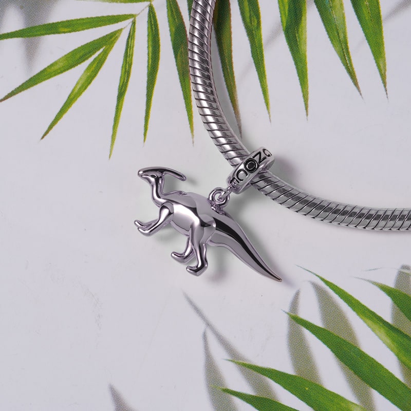 3 Colors Parasaurolophus Pendant Dangle Dinosaur Charm Sterling Silver /18K Gold /18K Rose Gold Plated for Dragon Lovers_3