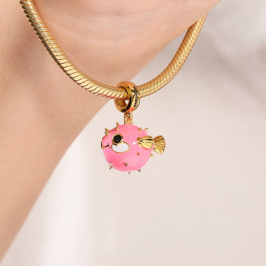 Pufferfish Pendant Dangle Charm Sterling Silver 18k Gold Plated_3