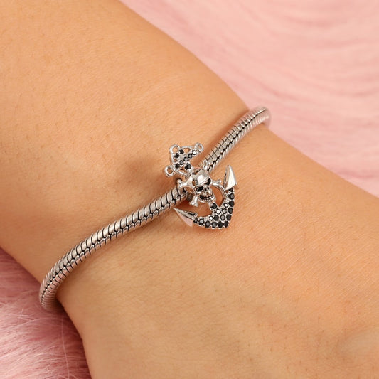 Anchor with Skull Bead Charm Sterling Silver_3
