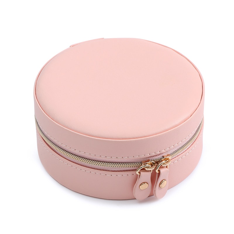 Portable Round Jewelry Storage Box Earring Ring Necklace Charm Display Travel Accessory_2