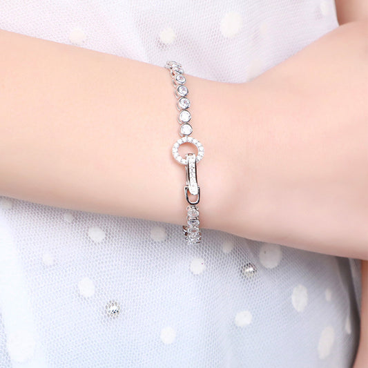 Round Buckle Tennis Bracelet with CZ Stones Sterling Silver_3
